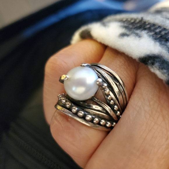 Artisan Made Jewelry - Israel 925 Bohemian Pearl Ring